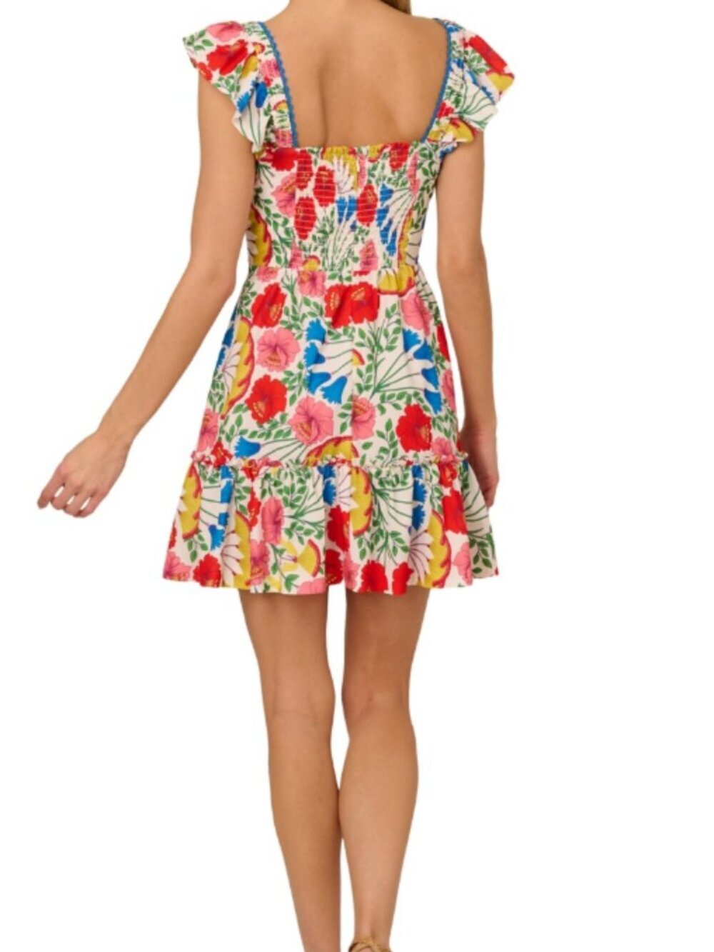 Adrianna Papell Square Neck Floral Print Mini Dress Size 12 NWT Cottagecore - Picture 4 of 9